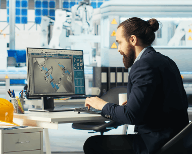 An engineer reviews CAD drawings and specs, choosing Translation Services in Chicago for academic technical accuracy.