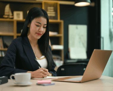 Project manager reviews a certified contract translation, showing Chinese Translation Services in Illinois for business.