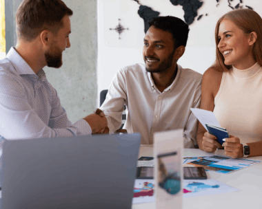 Clients hand a visa packet to a specialist as Translation Services in Evanston prepares USCIS-certified pages for filing.